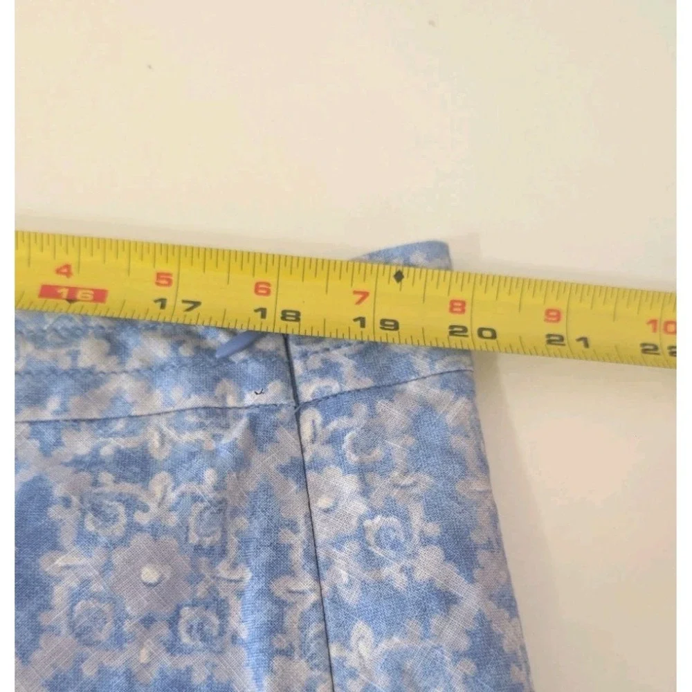 LL Bean Linen Floral Blue Maxi Skirt Classic Fit Sz 18 Beachy Coastal
